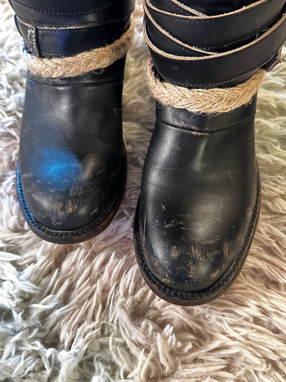 Freebird Drove Distressed Black Leather Boots Size 7 - Picture 12 of 15
